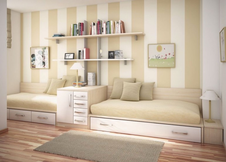 Neutral-Kids-Bedroom-with-Striped-Wall-Decor-800x572